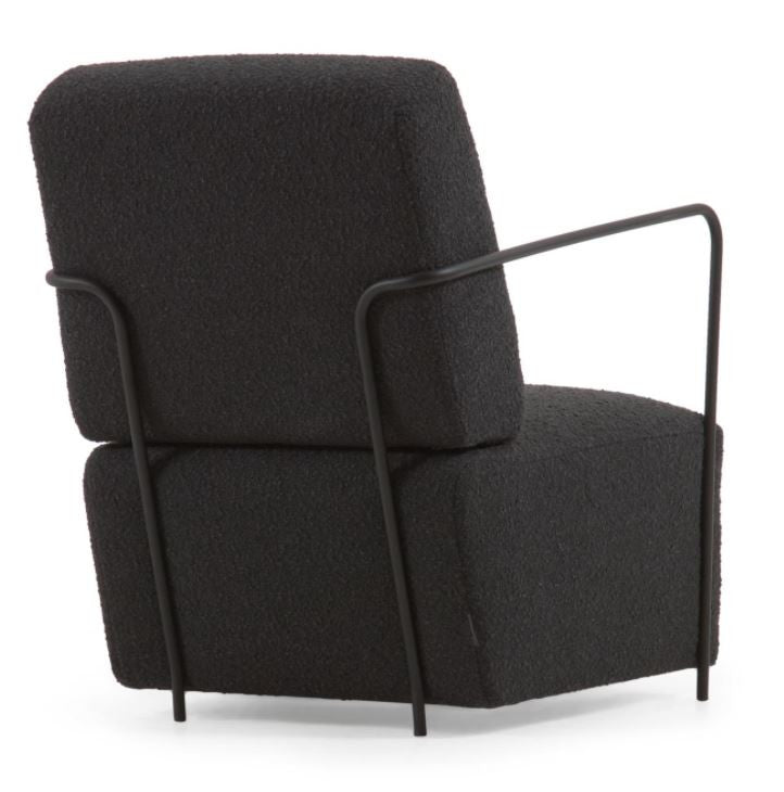 Fotoliu negru din textil Gamer Shearling Kave Home