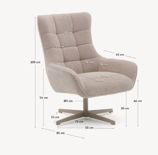 Fotoliu rotativ bej/gri din textil Teryl Kave Home
