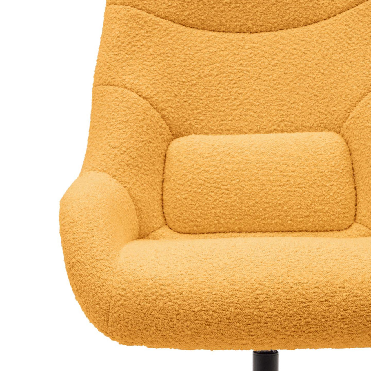 Fotoliu rotativ galben mustar din textil Celida Shearling Kave Home