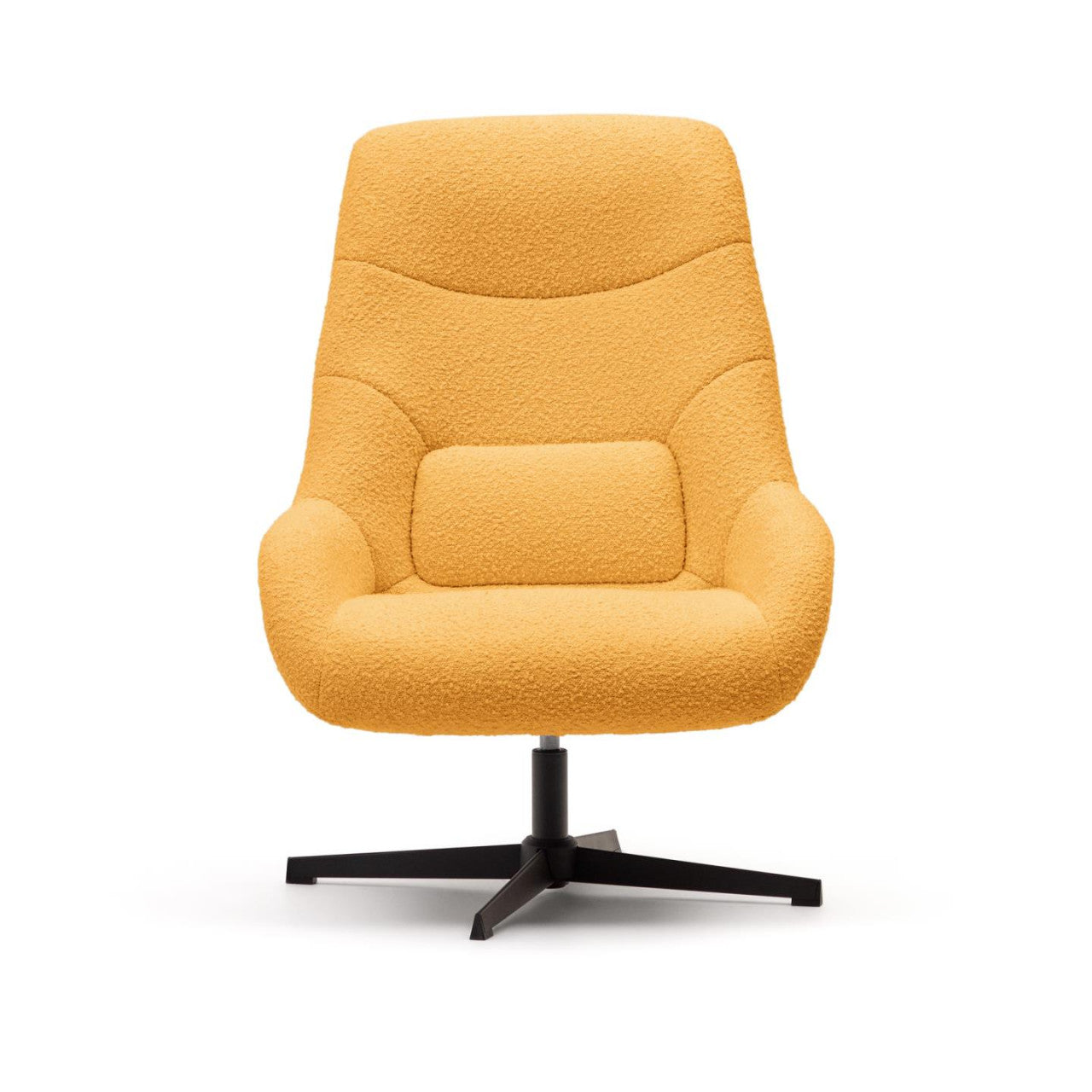 Fotoliu rotativ galben mustar din textil Celida Shearling Kave Home