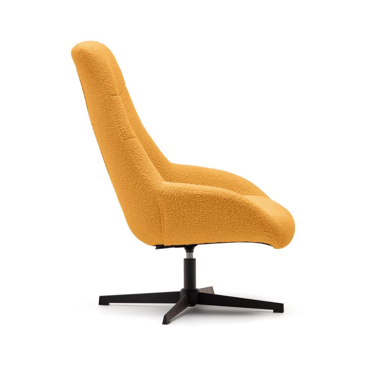 Fotoliu rotativ galben mustar din textil Celida Shearling Kave Home