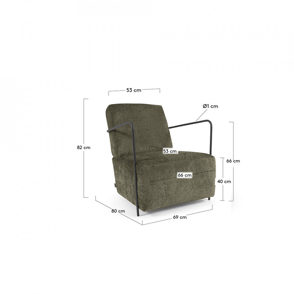 Fotoliu verde din textil Gamer Chenille Kave Home