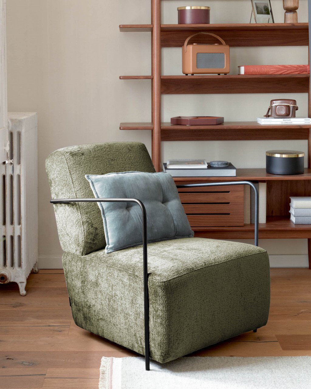 Fotoliu verde din textil Gamer Chenille Kave Home