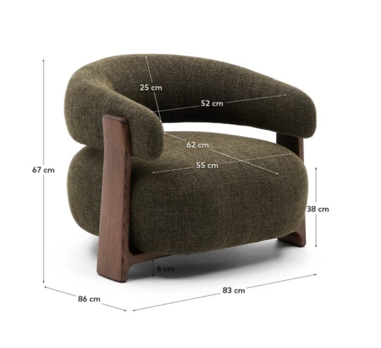 Fotoliu verde din textil Granite Chenille Kave Home