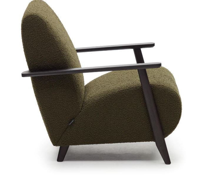 Fotoliu verde din textil Meghan Fleece Kave Home