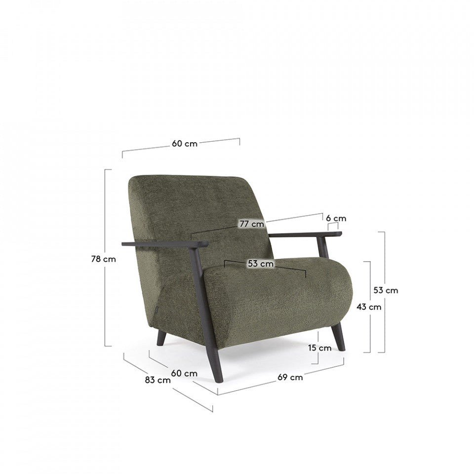Fotoliu verde din textil Meghan Kave Home