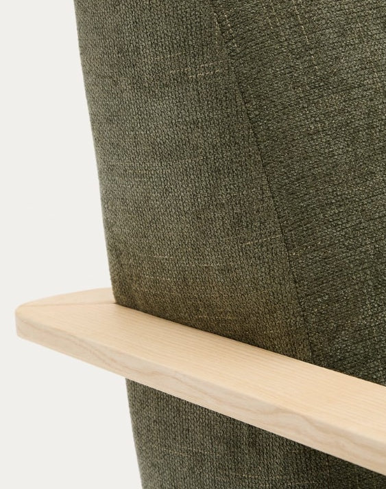 Fotoliu verde/maro deschis din textil Meghan Chenille Kave Home