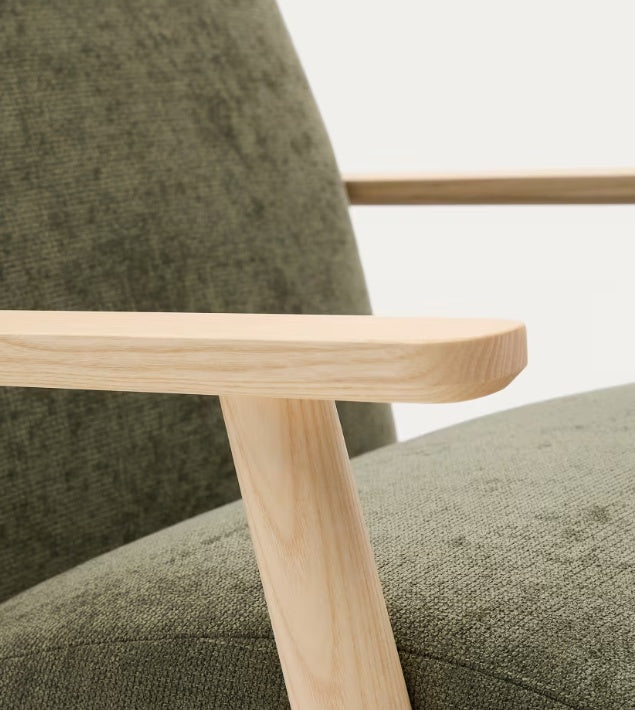 Fotoliu verde/maro deschis din textil Meghan Chenille Kave Home