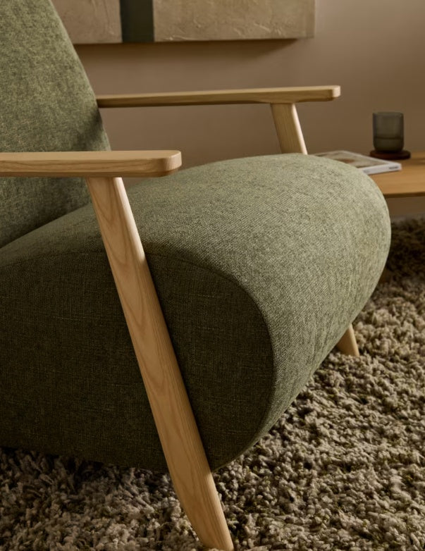 Fotoliu verde/maro deschis din textil Meghan Chenille Kave Home