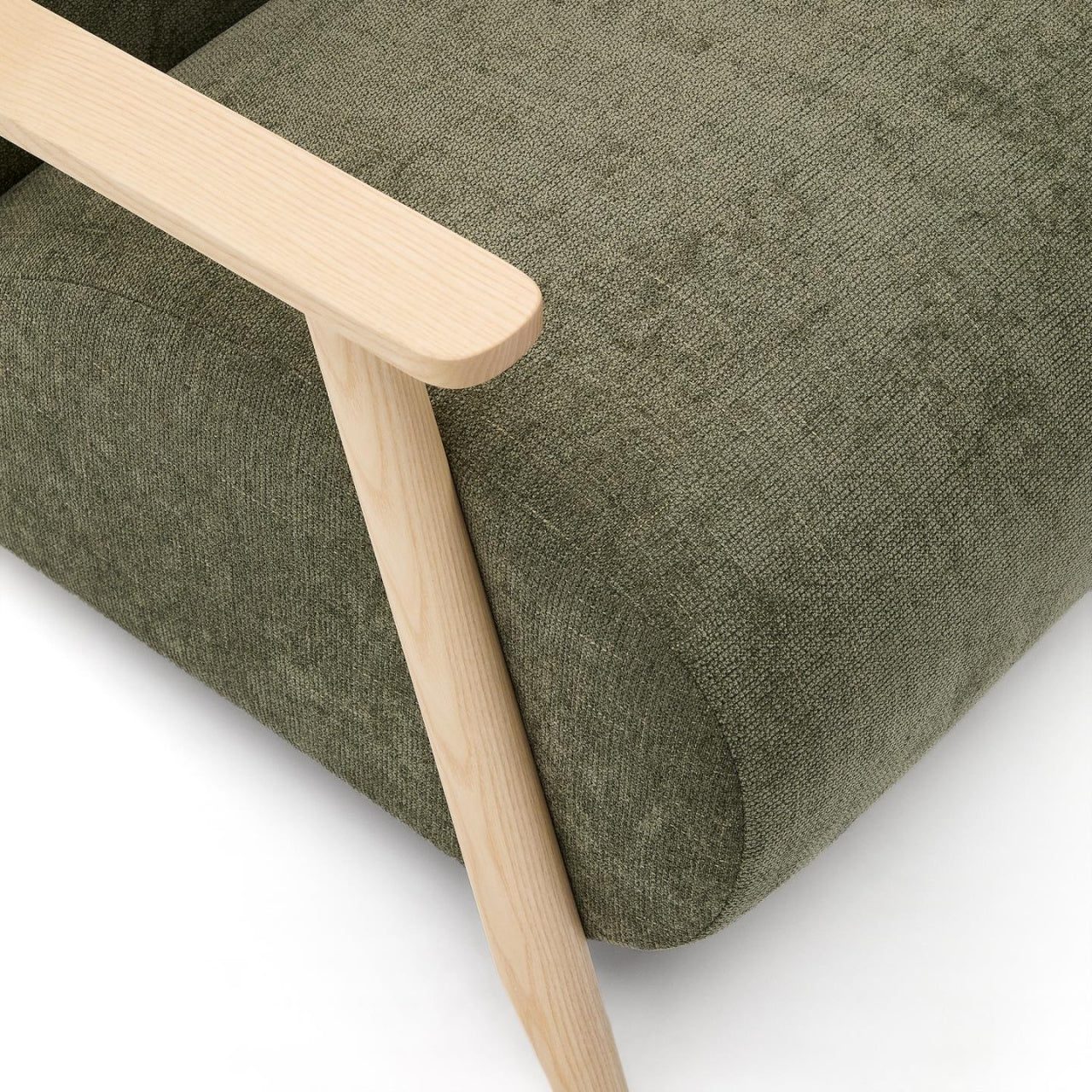 Fotoliu verde/maro deschis din textil Meghan Chenille Kave Home