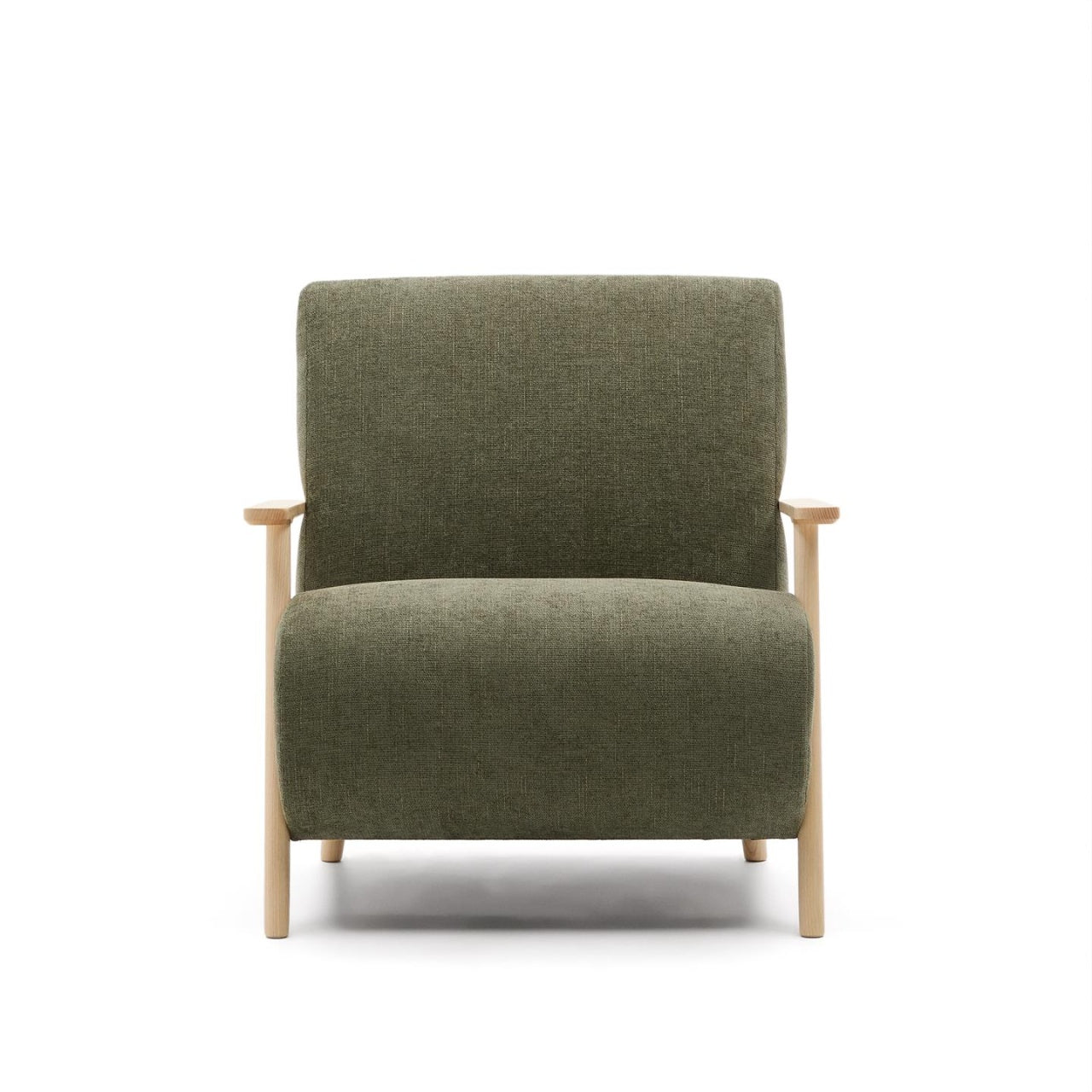 Fotoliu verde/maro deschis din textil Meghan Chenille Kave Home
