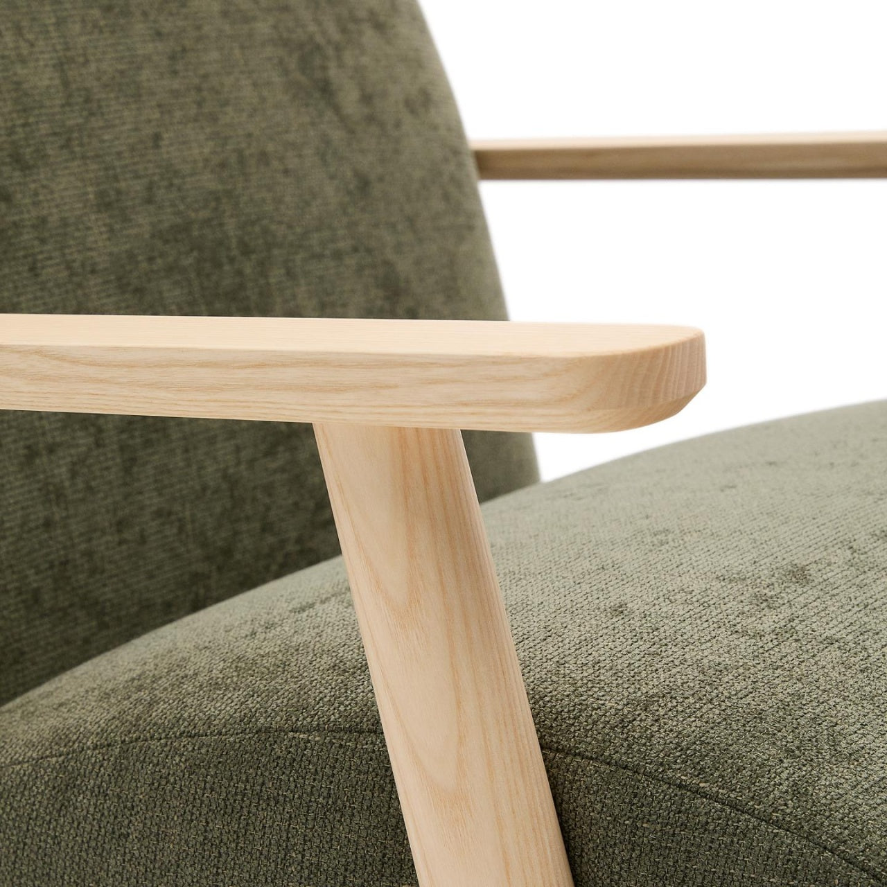 Fotoliu verde/maro deschis din textil Meghan Chenille Kave Home