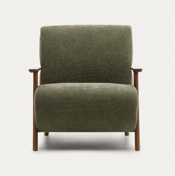 Fotoliu verde/maro din textil Meghan Chenille Kave Home