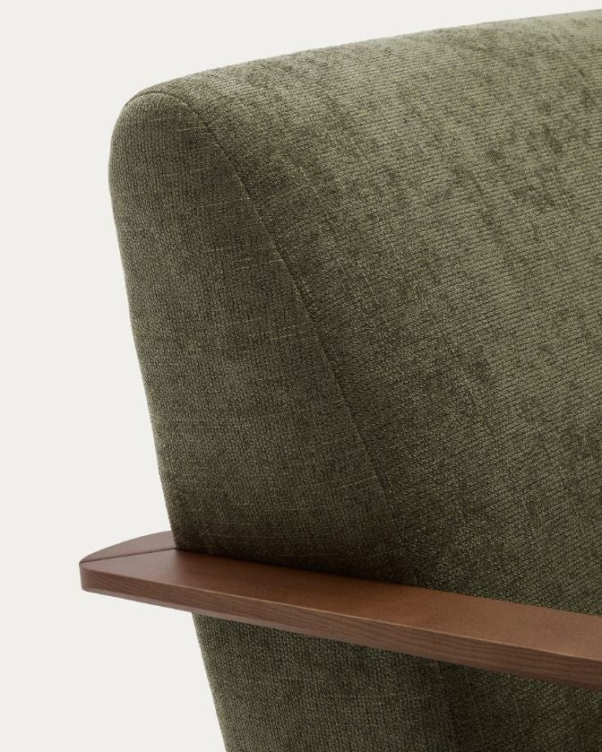 Fotoliu verde/maro din textil Meghan Chenille Kave Home