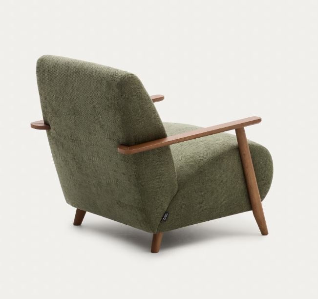 Fotoliu verde/maro din textil Meghan Chenille Kave Home