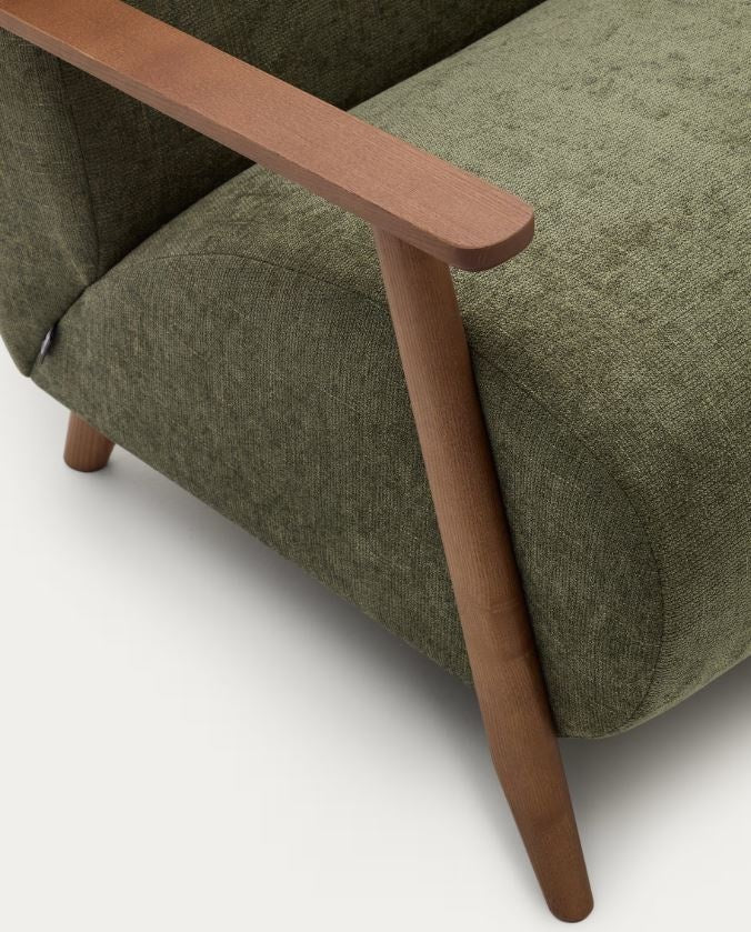 Fotoliu verde/maro din textil Meghan Chenille Kave Home