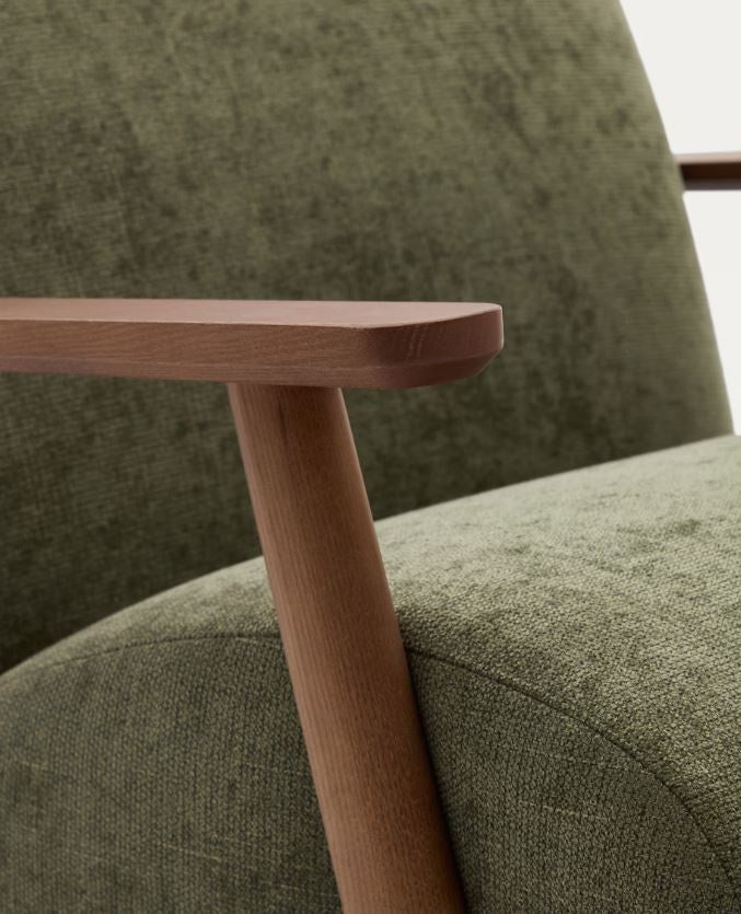 Fotoliu verde/maro din textil Meghan Chenille Kave Home