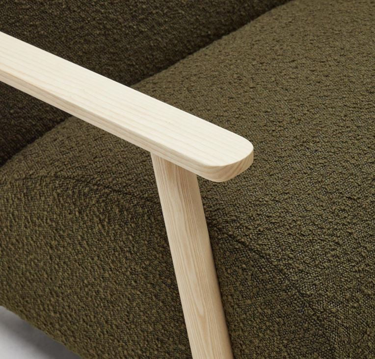 Fotoliu verde/maro din textil Meghan Fleece Kave Home