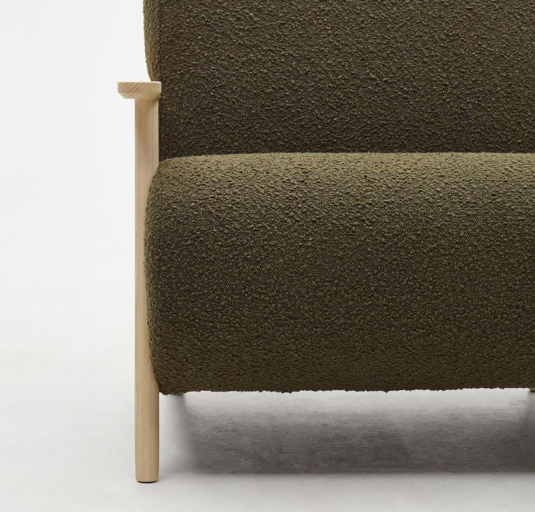 Fotoliu verde/maro din textil Meghan Fleece Kave Home