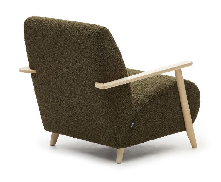 Fotoliu verde/maro din textil Meghan Fleece Kave Home