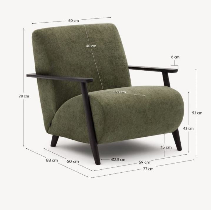 Fotoliu verde/maro wenge din textil Meghan Chenille Kave Home
