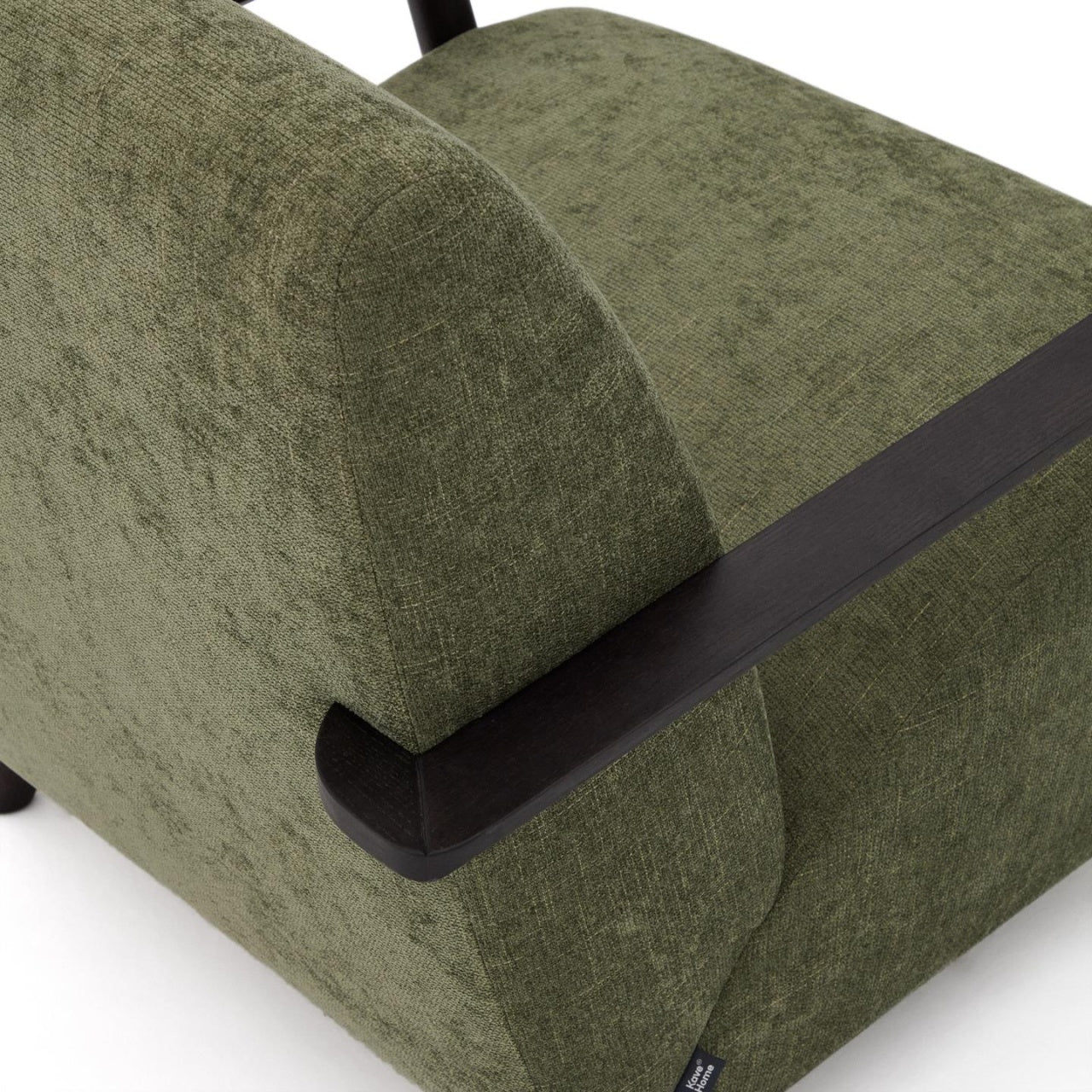 Fotoliu verde/maro wenge din textil Meghan Chenille Kave Home