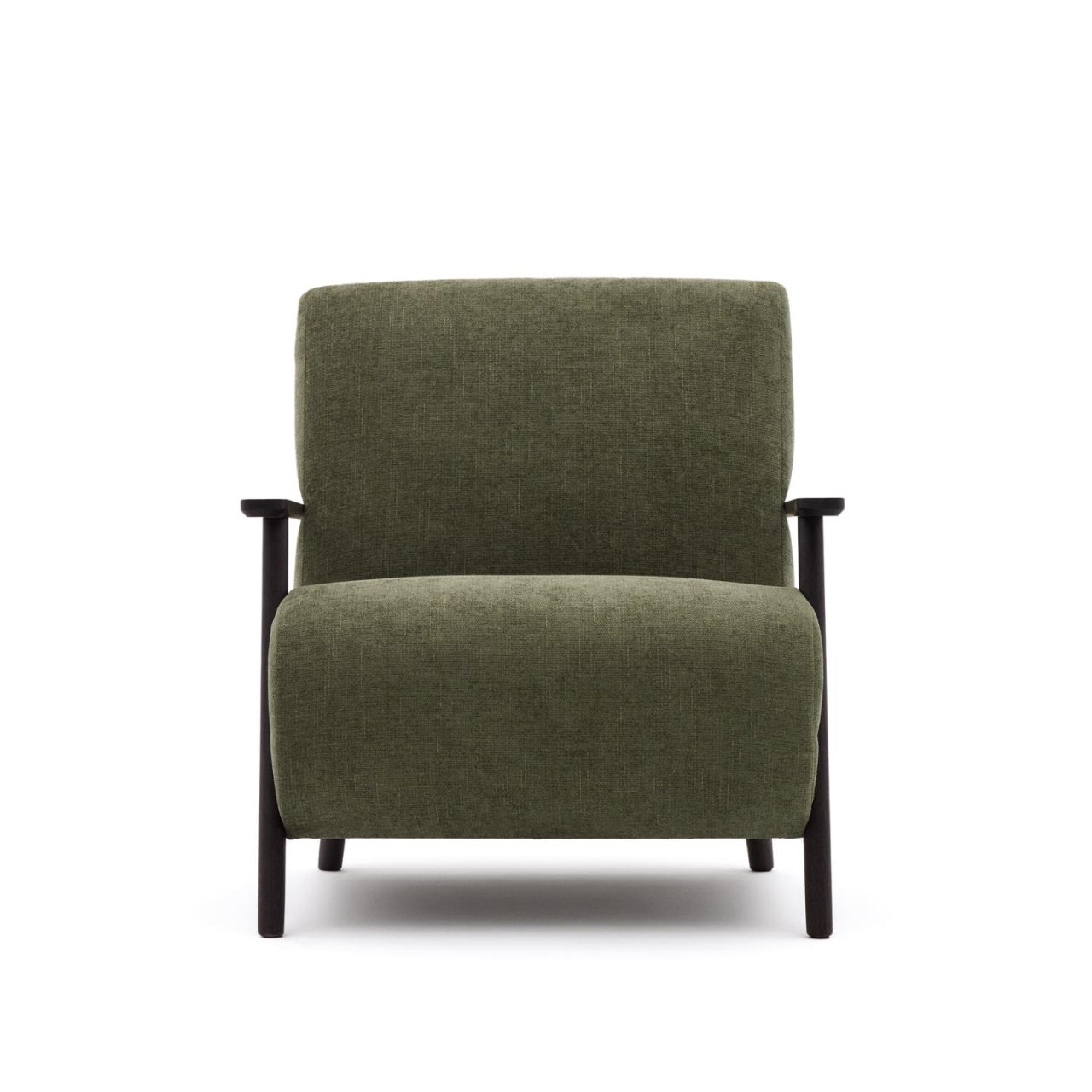Fotoliu verde/maro wenge din textil Meghan Chenille Kave Home