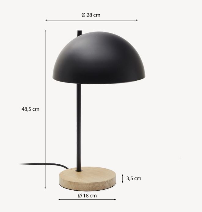 Lampa birou neagra din metal 49 cm Catlar Kave Home