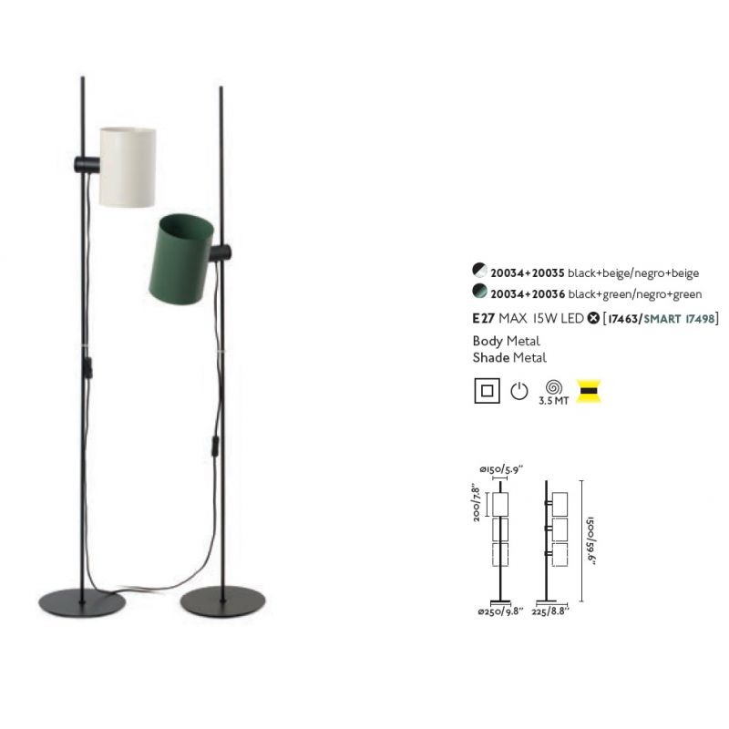 Lampa de podea orientabila design modern GUADALUPE bej