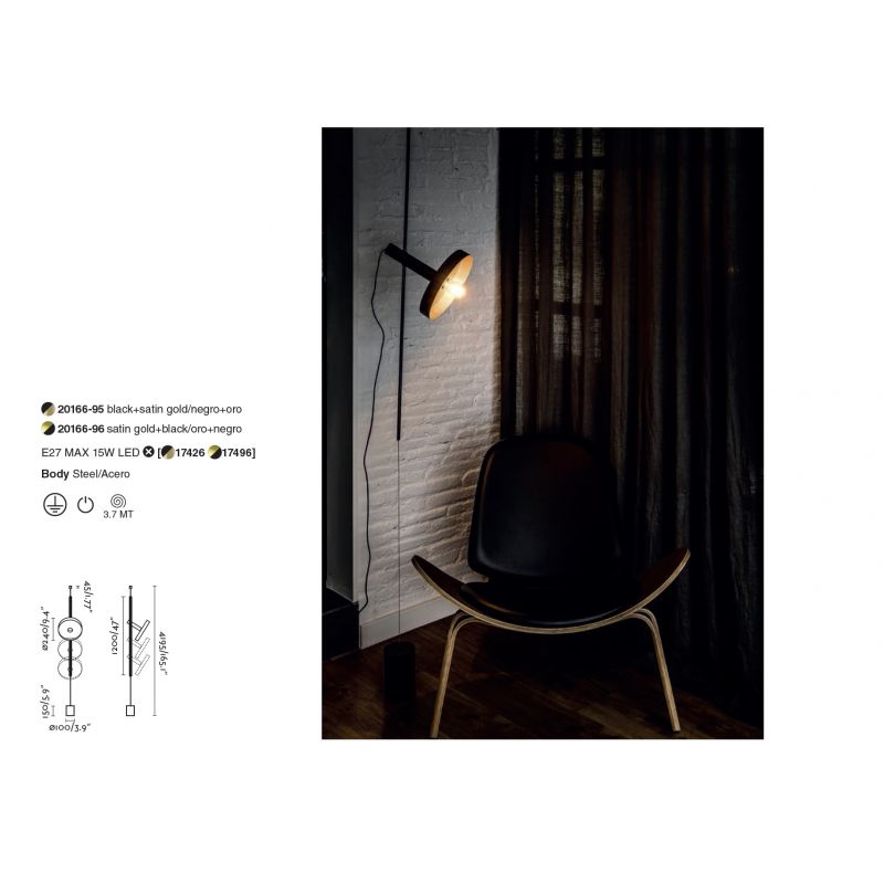 Lampa de podea tip pendul design modern WHIZZ auriu/negru