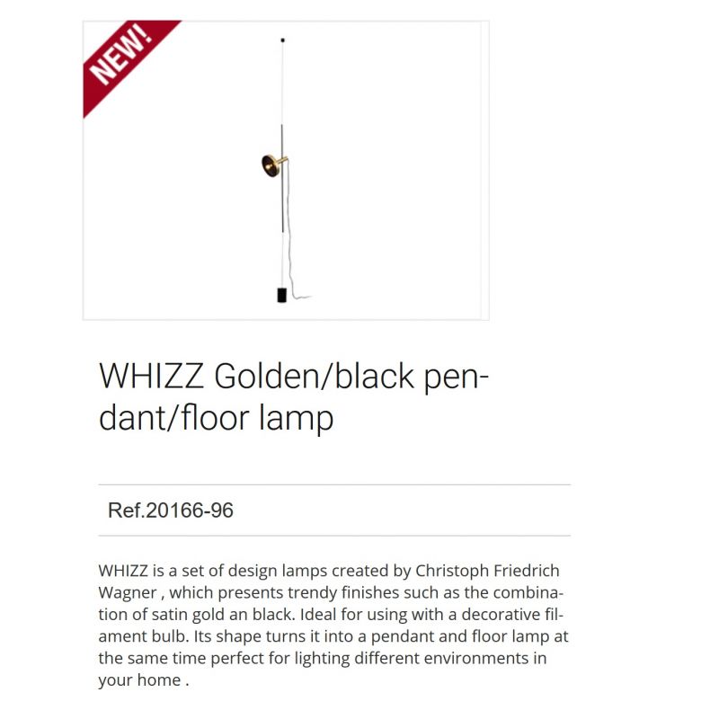 Lampa de podea tip pendul design modern WHIZZ auriu/negru