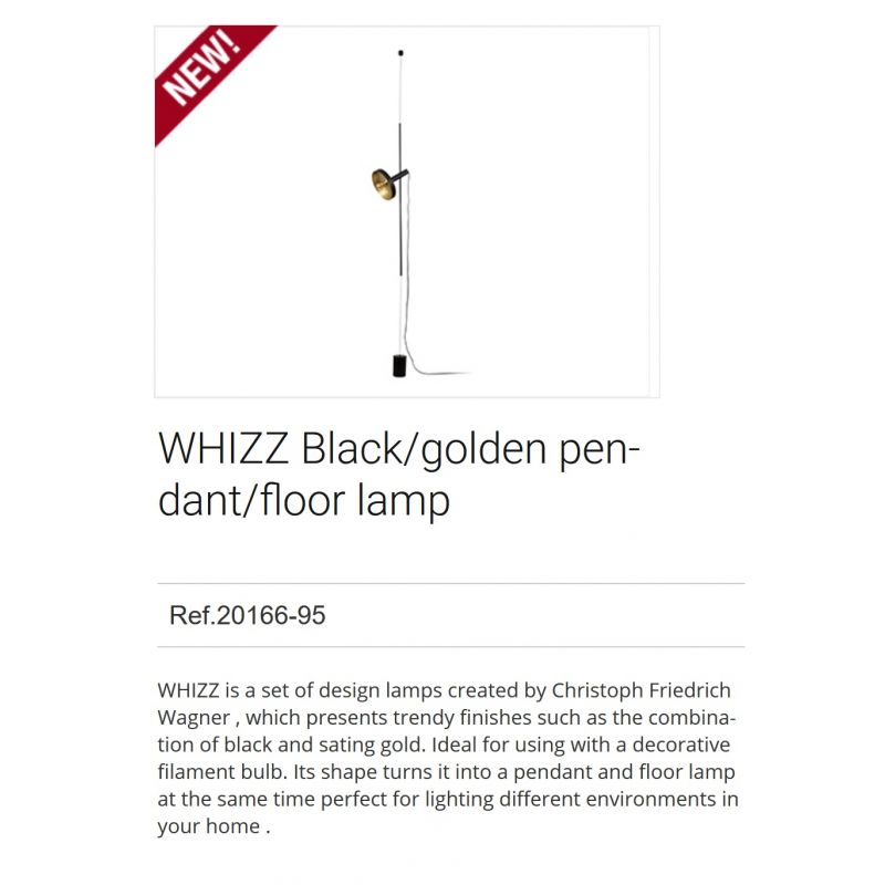 Lampa de podea tip pendul design modern WHIZZ negru/auriu