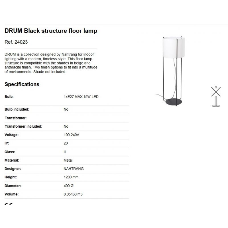 Lampa podea / Lampadar modern design elegant DRUM gri antracit