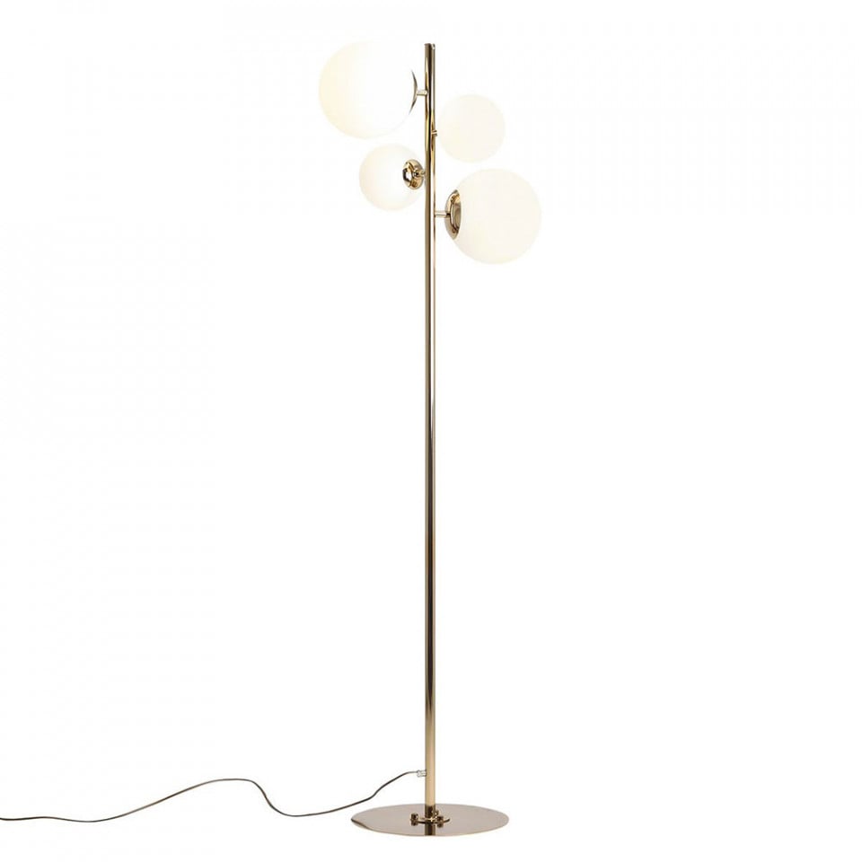 Lampadar alb/auriu din sticla cu 4 becuri 161 cm Bloom Aldex