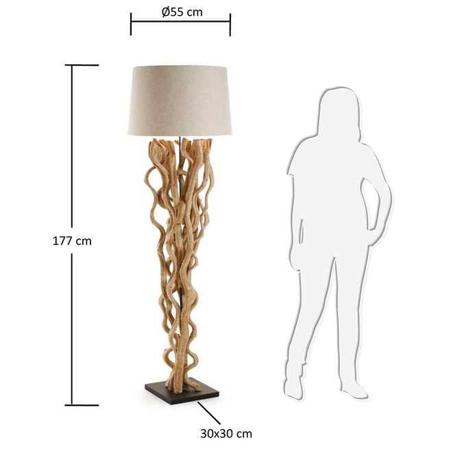 Lampadar alb/maro din lemn 177 cm Nuba Kave Home