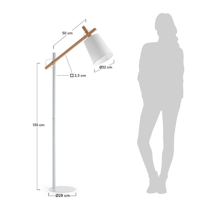 Lampadar alb/maro din metal 166 cm Kosta Kave Home