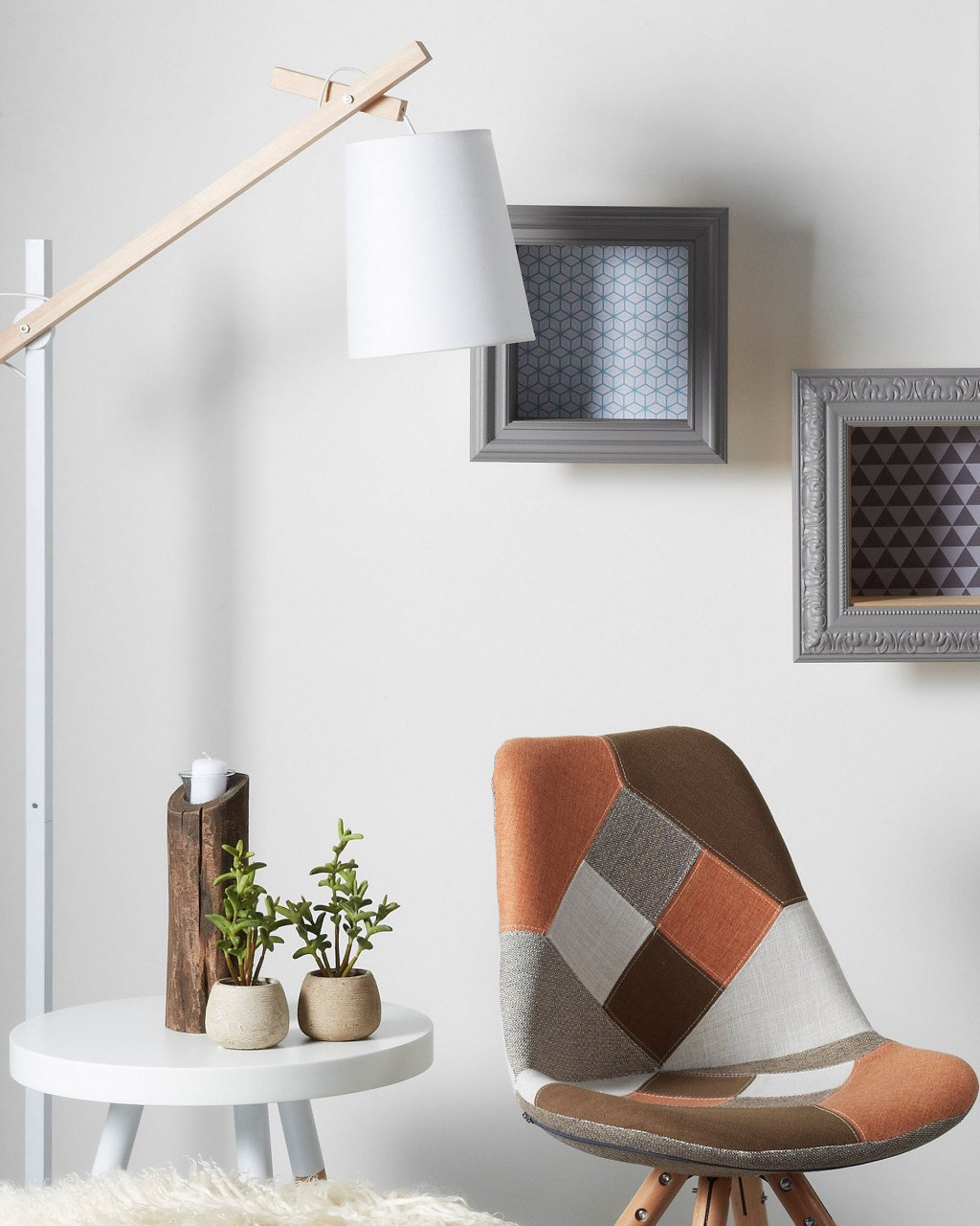 Lampadar alb/maro din metal 166 cm Kosta Kave Home