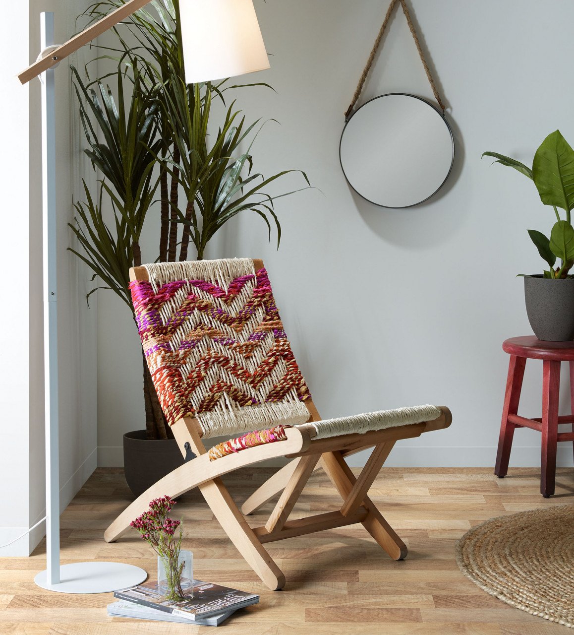 Lampadar alb/maro din metal 166 cm Kosta Kave Home