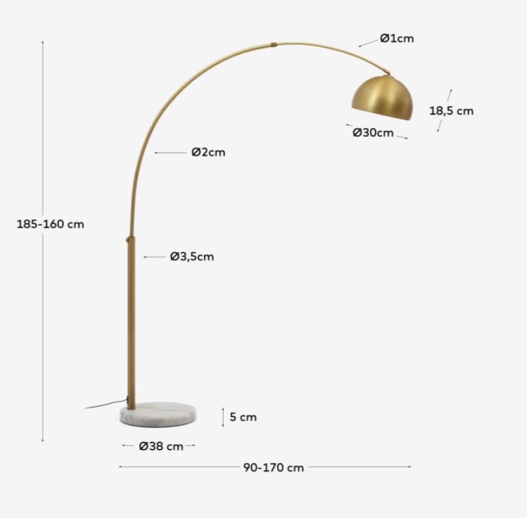 Lampadar auriu din metal 160 cm Madali Kave Home
