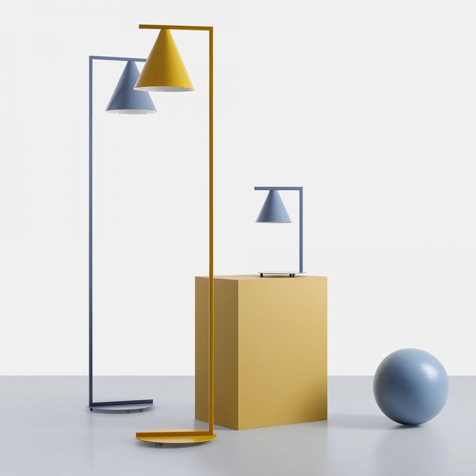 Lampadar galben mustar din metal 165 cm Form Aldex