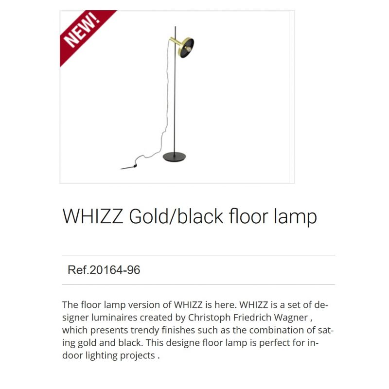 Lampadar / Lampa de podea design modern WHIZZ auriu/negru