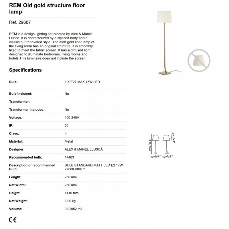 Lampadar / Lampa de podea eleganta design clasic REM auriu/alb