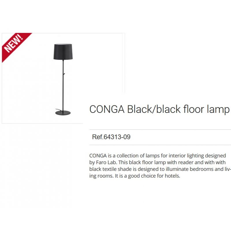 Lampadar / Lampa de podea modern design elegant CONGA negru