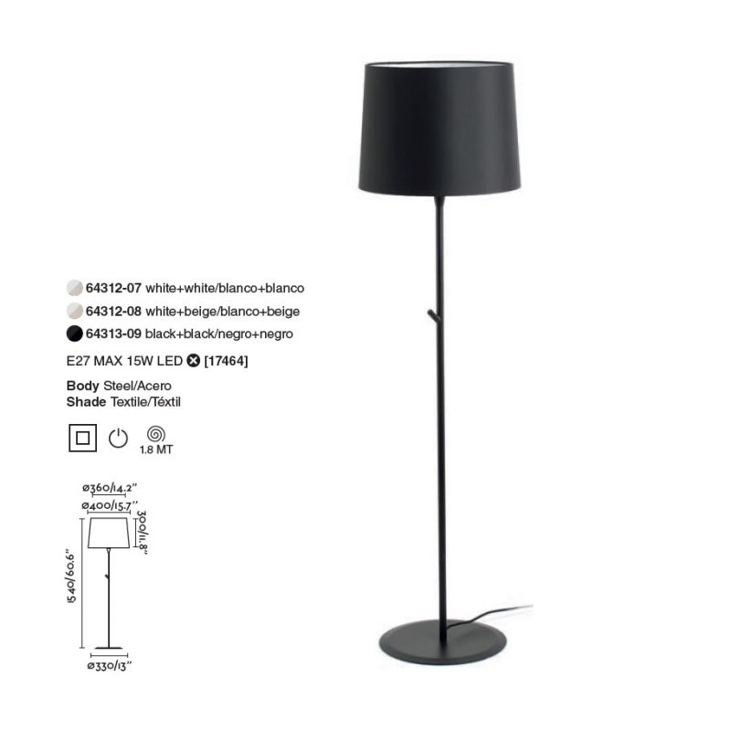 Lampadar / Lampa de podea modern design elegant CONGA negru