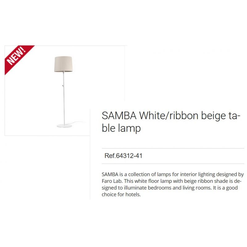 Lampadar / Lampa de podea modern design elegant SAMBA alb/bej