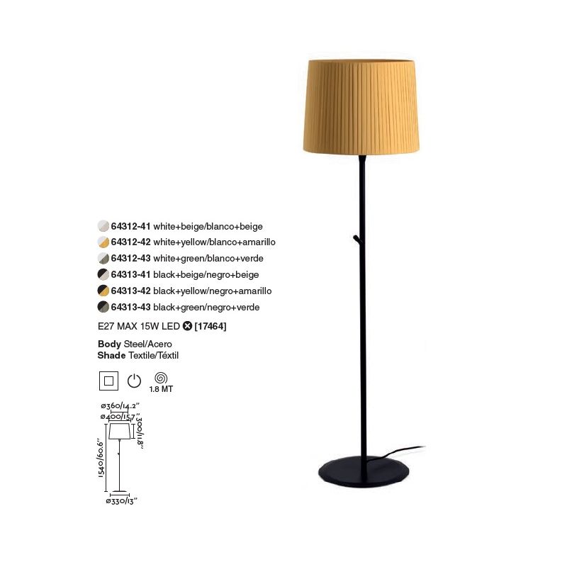 Lampadar / Lampa de podea modern design elegant SAMBA negru/galben