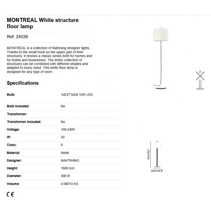Lampadar / Lampa de podea moderna design elegant MONTREAL alba
