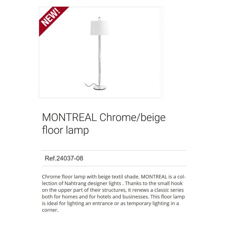Lampadar / Lampa de podea moderna design elegant MONTREAL crom/bej
