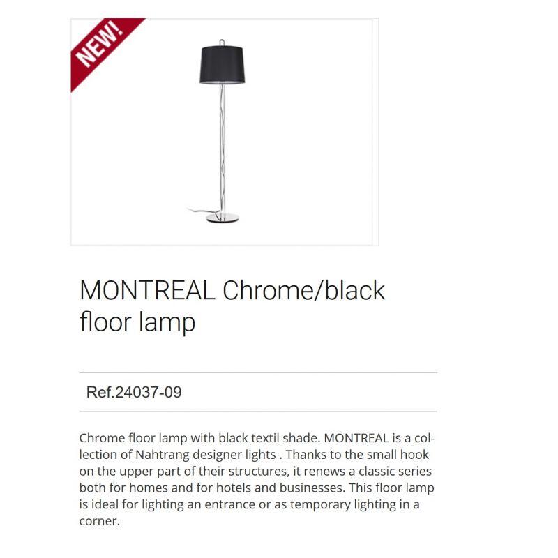 Lampadar / Lampa de podea moderna design elegant MONTREAL crom/negru