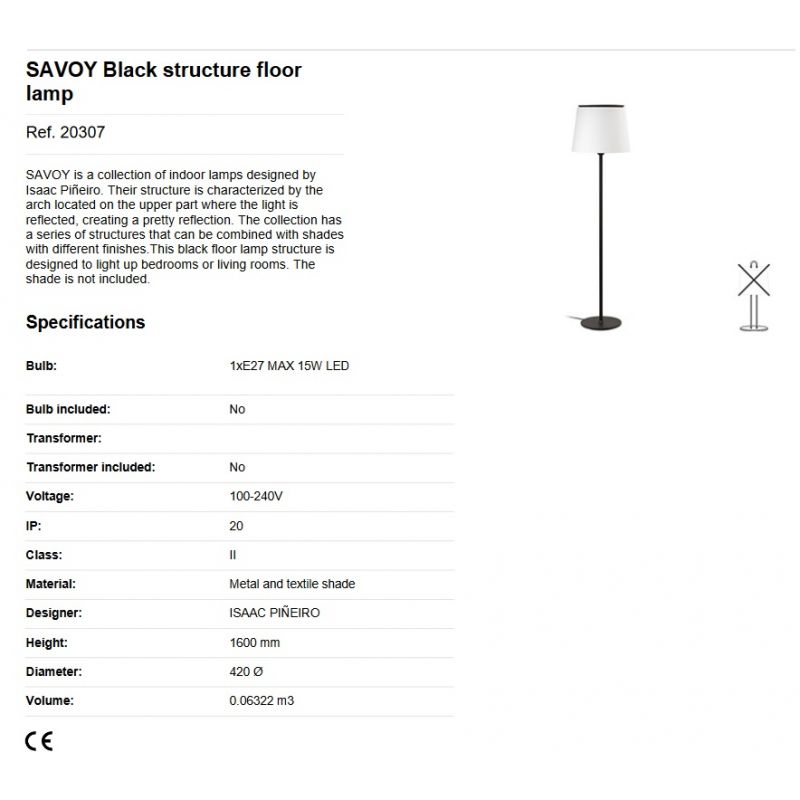 Lampadar / Lampa de podea moderna design elegant SAVOY neagra